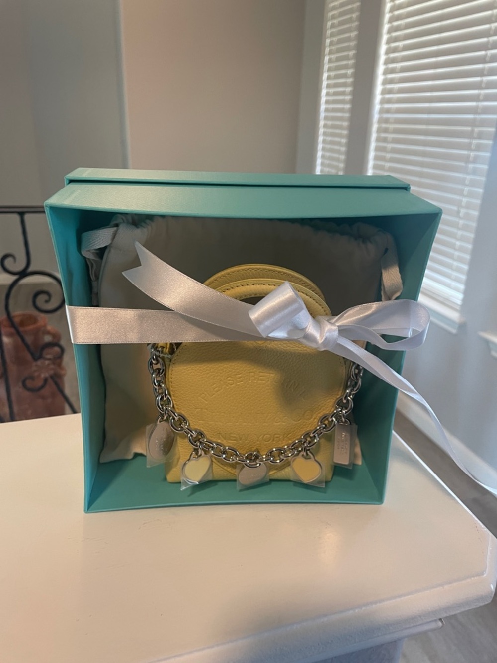 Tiffany & Co. Yellow Heart Leather Mini Bag with Silver Chain & 5 Charms - Picture 14 of 14